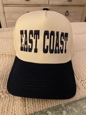 East Coast Embroidered Trucker Hat - Cream & Black